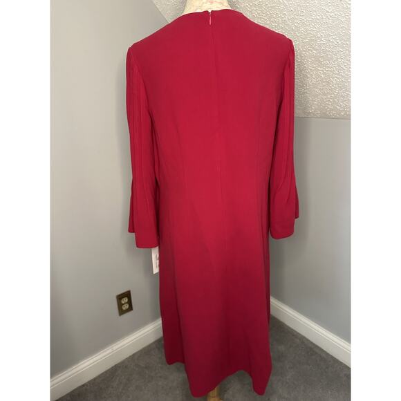 NWT Teri Jon by Rickie Freeman Women's Pink Pleated Sleeve Sheath Dress SZ 14 - Picture 7 of 8